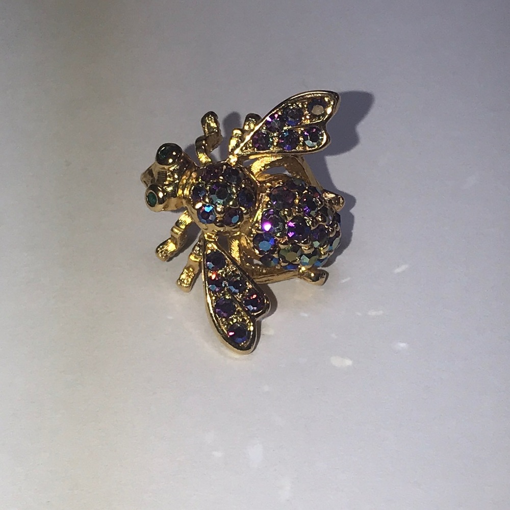 Joan Rivers gold Bee brooch aurora borealis - Picture 7 of 8